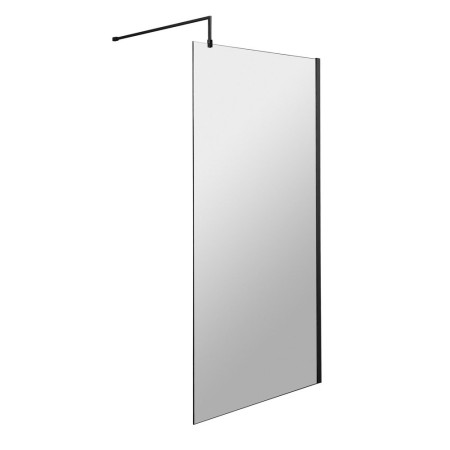 WRSBP11 Hudson Reed 1100mm Wetroom Screen with Black Profile and Support Bar (1)