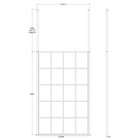 BFCP12 Hudson Reed 1200mm Freestanding Black Wetroom Screen Framed with Two Ceiling Posts (2)