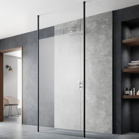 BGPCP12 Hudson Reed 1200mm Freestanding Black Wetroom Screen with Two Ceiling Posts (3)