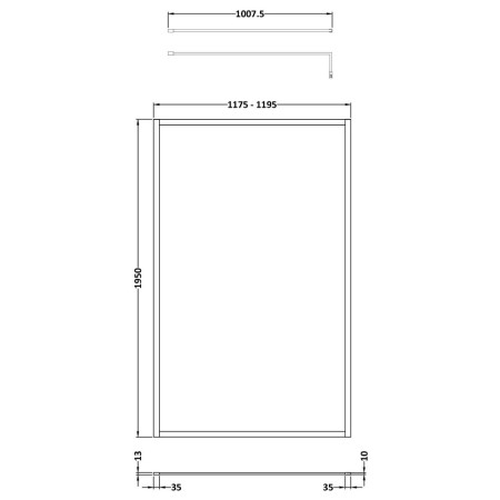 WRFBP1912 Hudson Reed 1200mm Full Outer Frame Wetroom Screen in Matt Black Line Drawing