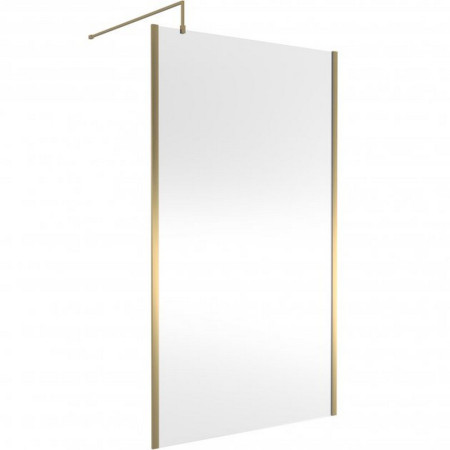 WRSOBB12 Hudson Reed 1200mm Outer Frame Brushed Brass Wetroom Screen and Support Bar