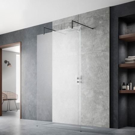 BGPAF14 Hudson Reed 1400mm Freestanding Wetroom Screen with Black Support Arms (3)