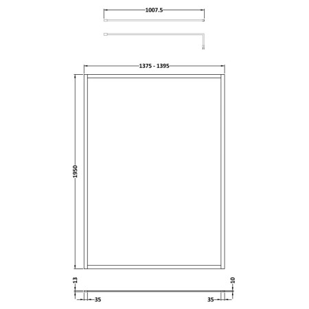 WRFBP1914 Hudson Reed 1400mm Full Outer Frame Wetroom Screen in Matt Black Line Drawing