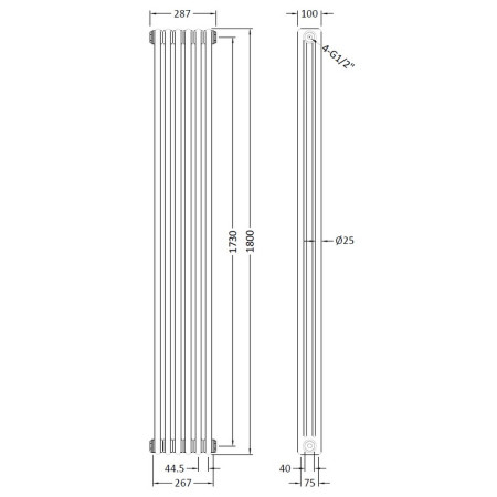 HX311 Hudson Reed 1800 x 287mm Colosseum Radiator (2)