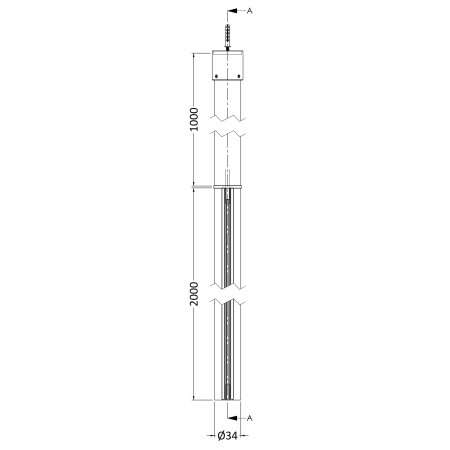 WRSF006 Hudson Reed 3000mm Black Wetroom Screen Ceiling Post (2)