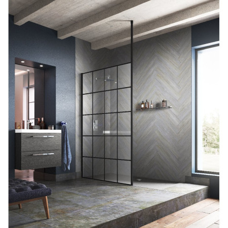 WRSF006 Hudson Reed 3000mm Black Wetroom Screen Ceiling Post (3)