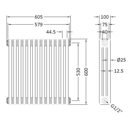 HX304 Hudson Reed 600 x 605mm Colosseum Radiator (2)