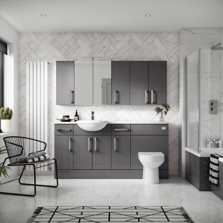 Hudson Reed Fusion 600mm Floor Standing WC Unit & Top - Gloss Grey