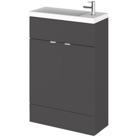 Hudson Reed Fusion 600mm Slimline Vanity Unit & Basin - Gloss Grey