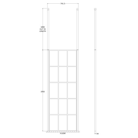 BFCP070 Hudson Reed 700mm Freestanding Black Wetroom Screen Framed with Two Ceiling Posts (2)