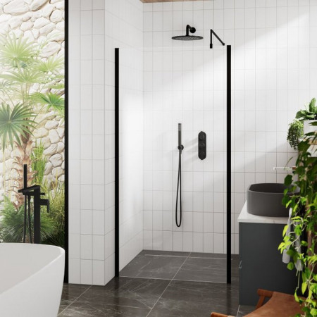 WRSOBP70 Hudson Reed 700mm Outer Frame Black Wetroom Screen and Support Bar Lifestyle