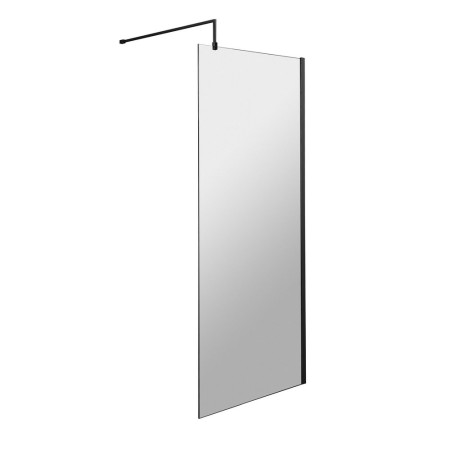 WRSBP70 Hudson Reed 700mm Wetroom Screen with Black Profile and Support Bar (1)