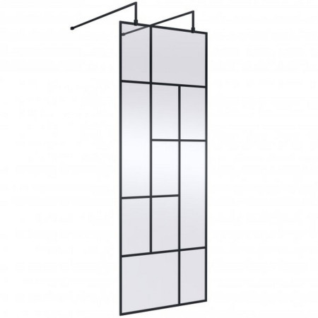 BFAFB076 Hudson Reed 760mm Black Abstract Freestanding Wetroom Screen and Support Bars
