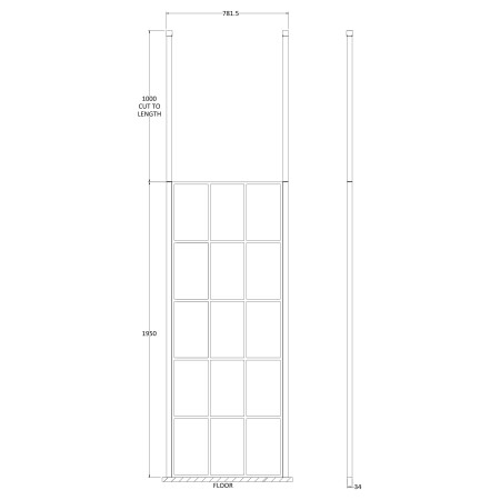 BFCP076 Hudson Reed 760mm Freestanding Black Wetroom Screen Framed with Two Ceiling Posts (2)