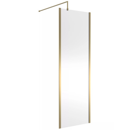 Hudson Reed 760mm Outer Frame Brushed Brass Wetroom Screen and Support Bar