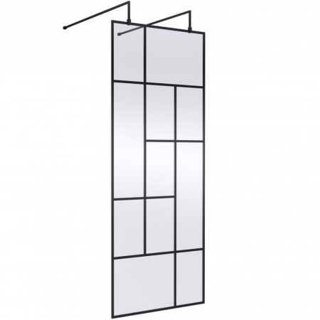 BFAFB080 Hudson Reed 800mm Black Abstract Freestanding Wetroom Screen and Support Bars