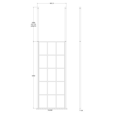 BFCP080 Hudson Reed 800mm Freestanding Black Wetroom Screen Framed with Two Ceiling Posts (2)