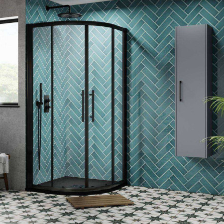 M900QBP-E8 Hudson Reed Apex Black 900mm Quadrant Shower Enclosure Lifestyle
