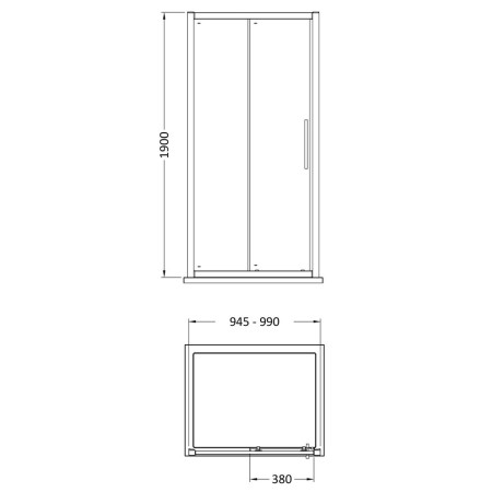 M1000SS-E8 Hudson Reed Apex Sliding Shower Door 1000mm Line Drawing