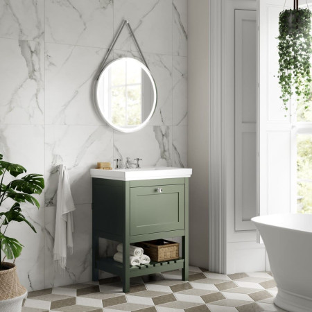 BEX825 Hudson Reed Bexley 600mm Fern Green Vanity Unit with Basin Lifestyle