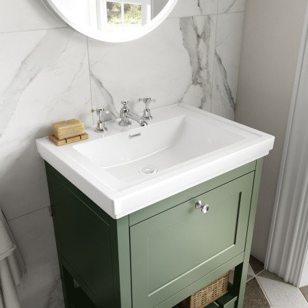 BEX825 Hudson Reed Bexley 600mm Fern Green Vanity Unit with Basin White Marble Option