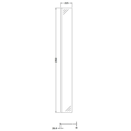 WRSBB250 Hudson Reed Brushed Brass 215mm Wetroom Return Screen Line