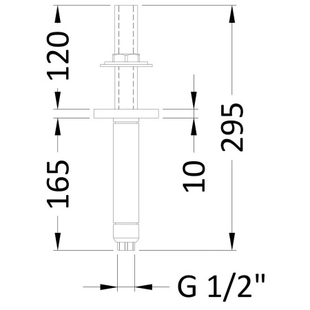 A8220 Hudson Reed Brushed Brass Ceiling Mounted Shower Arm Line Drawing