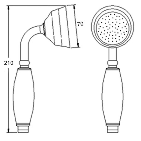 A8150G Hudson Reed Brushed Brass Large Traditional Shower Handset Line Drawing