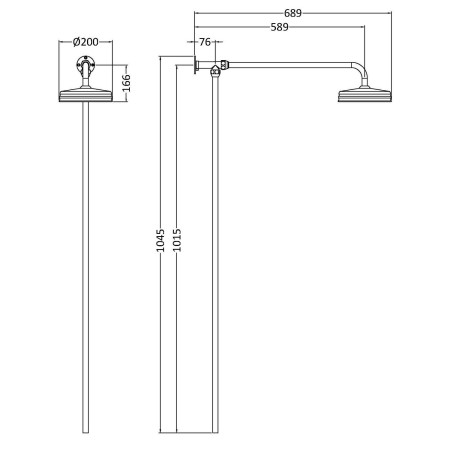 AM810 Hudson Reed Brushed Brass Rigid Riser Kit Line Drawing
