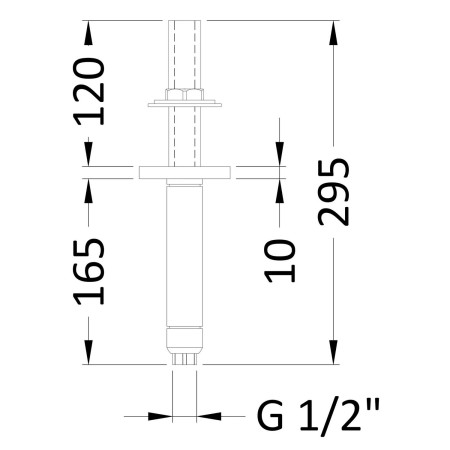 A7220 Hudson Reed Brushed Pewter Ceiling Mounted Shower Arm Line Drawing