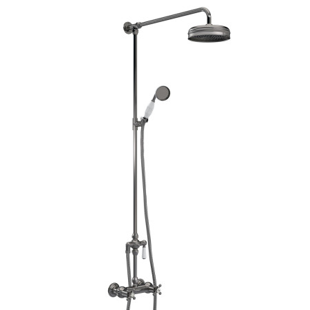 Hudson Reed Brushed Pewter Thermostatic Shower Valve with Fixed and Adjustable Head