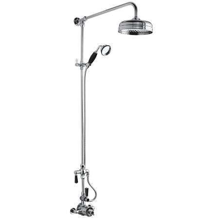 Hudson Reed Chrome and Black Traditional Shower Valve with Head and Handset
