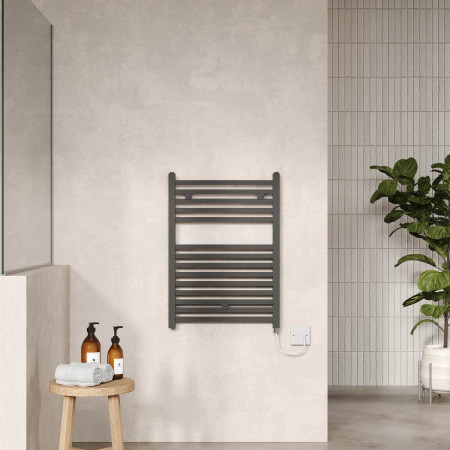 HL152 Hudson Reed Electric Heated Towel Rail 690 x 500mm Anthracite Lifestyle