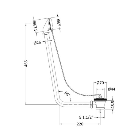EA381 Hudson Reed Exposed Retainer Bath Waste Line Drawing