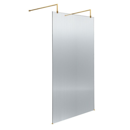 Hudson Reed Fluted 1000mm Brushed Brass Freestanding Wetroom Screen