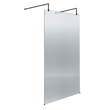 Hudson Reed Fluted 1000mm Matt Black Freestanding Wetroom Screen
