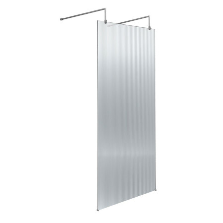 Hudson Reed Fluted 800mm Chrome Freestanding Wetroom Screen