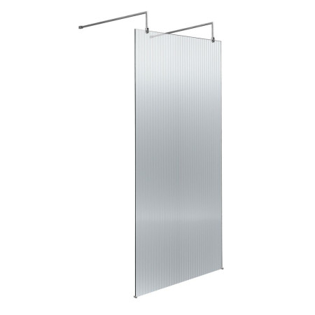Hudson Reed Fluted 900mm Chrome Freestanding Wetroom Screen