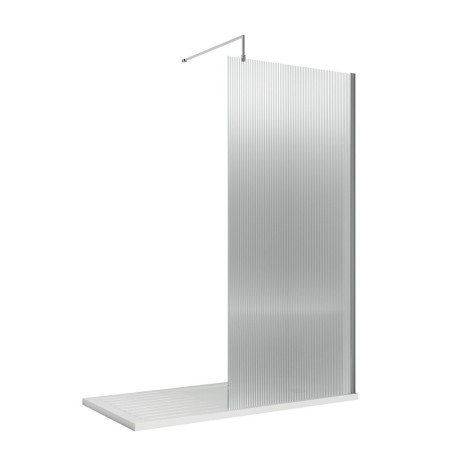 Hudson Reed Fluted 900mm Chrome Wall Fixed Wetroom Screen