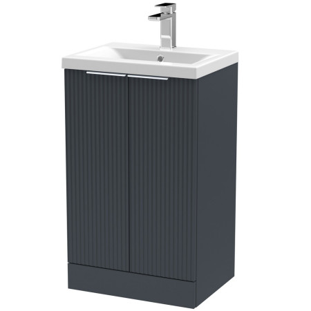 DFF1423A Hudson Reed Fluted Floor Standing 500mm Cabinet and Basin Satin Anthracite