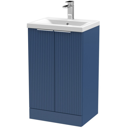 DFF323A Hudson Reed Fluted Floor Standing 500mm Cabinet and Basin Satin Blue