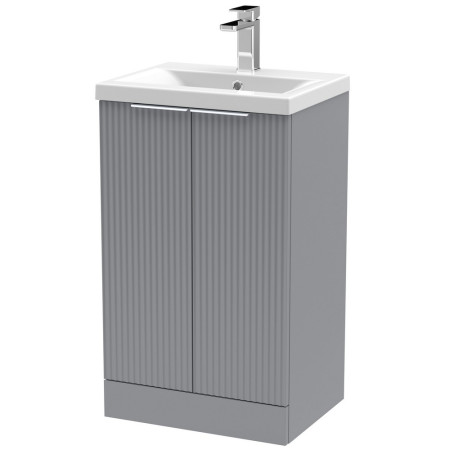 DFF223A Hudson Reed Fluted Floor Standing 500mm Cabinet and Basin Satin Grey