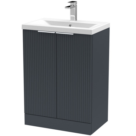 DFF1425A Hudson Reed Fluted Floor Standing 600mm Cabinet and Basin Satin Anthracite