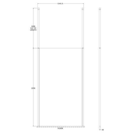 GPCP11 Hudson Reed Freestanding 1100mm Wetroom Screen with Double Ceiling Posts (2)