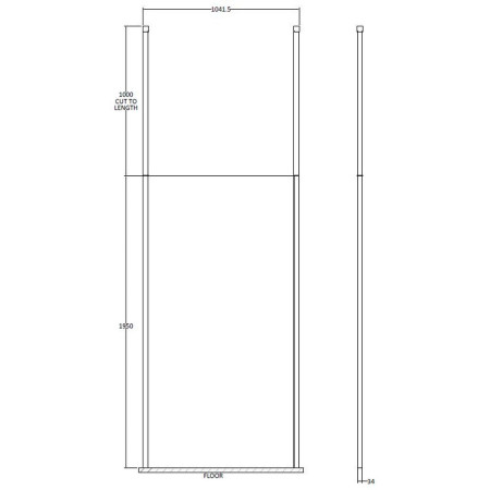 GPCP10 Hudson Reed Freestanding Wetroom Screen with Double Ceiling Posts 1000mm (2)