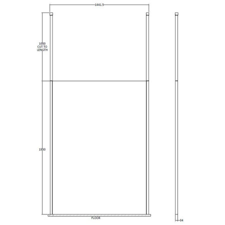 GPCP14 Hudson Reed Freestanding Wetroom Screen with Double Ceiling Posts 1400mm (2)