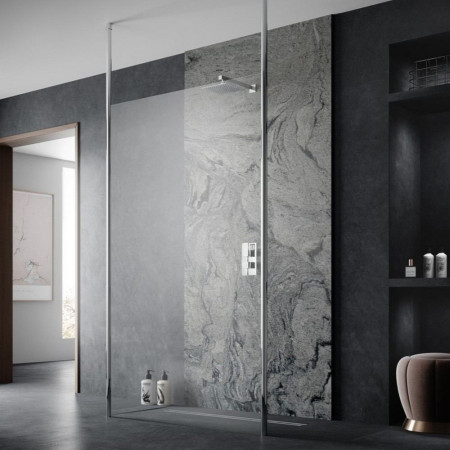 GPCP070 Hudson Reed Freestanding Wetroom Screen with Double Ceiling Posts 700mm Lifestyle