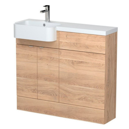 Hudson Reed Fusion 1000mm Semi Recessed Bleached Oak LH Round Combination Unit