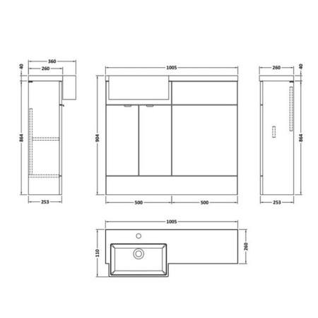 CBI3048 Hudson Reed Fusion 1000mm Full Depth Bleached Oak LH Square Combination Unit (2)