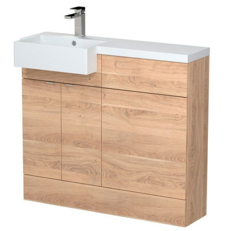 Hudson Reed Fusion 1000mm Semi Recessed Bleached Oak LH Square Combination Unit